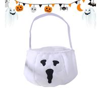 Genérico Bolsas de Halloween - Bolsas para aperitivos portátiles de no tejido con asa, cesta de de Halloween regalo de para adolescentes amigos familiares, Fantasma del vellón