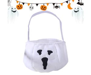 Genérico Bolsas de Halloween - Bolsas para aperitivos portátiles de no tejido con asa, cesta de de Halloween regalo de para adolescentes amigos familiares, Fantasma del vellón