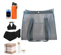 Generico Bolsas de Playa para Mujer | Grande de Malla Reutilizable para Playa - de Viaje Multiusos para Vacaciones, excursiones, Gimnasio, Familia y Actividades al Aire Libre, Gris,