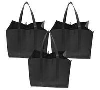 Genérico Bolsas Reutilizables 3 Piezas Bolsa de Tela No Tejida Negra 41X26X33 CM Bolso de Mano Plegable Portátil para Supermercado Picnic y Uso Diario