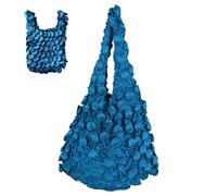 Generico Bolsas reutilizables, bolsa lavable y plegable, bolsas para la compra de alimentos, para viajeros, viajes, camping, cocina, fiestas y picnics, turquesa, Fare riferimento alla descrizione