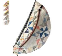 Genérico Bolso bandolera acolchado con diseño patchwork de inspiración vintage, bolso bandolera acolchado con diseño patchwork y correa ajustable, diseño ligero y curvo (05#)