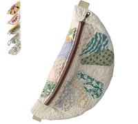 Genérico Bolso bandolera acolchado con diseño patchwork de inspiración vintage, bolso bandolera acolchado con diseño patchwork y correa ajustable, diseño ligero y curvo (03#)