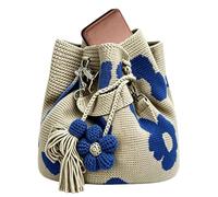Genérico Bolso Crochet De Flores Bolso De Hombro Con Borlas Florales