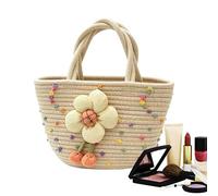 Genérico Bolso De Ganchillo - Tote De Playa Tejido Con Diseño De Flores,Monedero De Tejido - Para Actividades Al Aire Libre, Vacaciones, Viajes, Compras, Uso Diario, Niñas Y Mujeres
