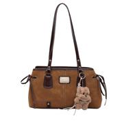 Genérico Bolso De Hombro Bolso Vintage Piel PU Con Colgante De Peluche