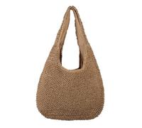 Generico Bolso de hombro de playa de verano de paja para mujer, bolso trenzado a mano casual de gran capacidad, marrón oscuro, Come mostrato