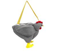Generico Bolso de hombro para mujer, diseño de gallo de dibujos animados, de peluche, con forma de gallina, gris