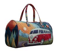 Genérico Bolso De Lona Acolchado Hippie Van Hecho A Mano, Bolso De Gimnasio De Viaje Con Estampado Vibrante Con Correa Ajustable, Bolso De Fin De Semana De Viaje Boho For Mujeres Mon(S,16X8X8 inch)