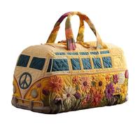 Genérico Bolso De Lona Acolchado Hippie Van Hecho A Mano, Bolso De Gimnasio De Viaje Con Estampado Vibrante Con Correa Ajustable, Bolso De Fin De Semana De Viaje Boho For Mujeres Mon(E,16X8X8 inch)