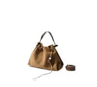 Genérico Bolso de mano gran capacidad Viajero errante Forro interno bolsillo con cremallera cuero suave(Small size sand Twilight Brown+listing)