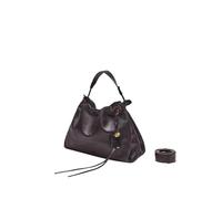 Genérico Bolso de mano gran capacidad Viajero errante Forro interno bolsillo con cremallera cuero suave(Small Ebony+listing)