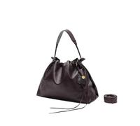 Genérico Bolso de mano gran capacidad Viajero errante Forro interno bolsillo con cremallera cuero suave(Medium Ebony+listing)