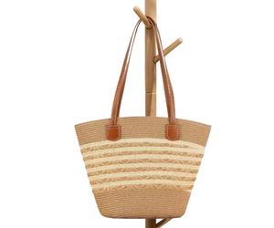 Genérico Bolso De Paja, Grande Boho Con Cremallera Suave, De Hombro Paja Tote Playa, Para Compras, Citas, Viajes, Vacaciones, Oficina, Universidad, Cumpleaños, Bodas Y Días Festivos