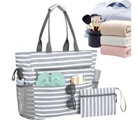 Genérico Bolso De Playa - Bolso Impermeable A La Con Monedero - Tote Plegable Resistente Al Agua Con Cremallera Para Trabajo Diario Camping Viaje Vacaciones Senderismo Picnic