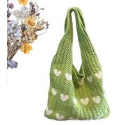 Genérico Bolso de Playa Elaborado con Ganchillo | Boho Corazón Tejido a Mano Estético y Plegable - Bolso Tote Tejido Plegable Multiusos - para Citas, Viajes, Vacaciones y Desplazamientos Diarios
