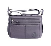 Genérico Bolso De Tela De Nailon Bolso De Un Hombro Bolso De Mano Ligero Bolso De Capacidad Bolso De Mensajero Informal Impermeable De Capacidad Con Múltiples Bolsillos (Grey One Size)
