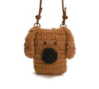 Genérico Bolso lindo del ganchillo del hilado del perrito de la felpa de la historieta for las mujeres - teléfono móvil y bolso de hombro(Brown)