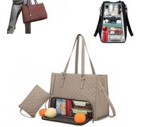 Genérico Bolso Portatil Mujer con Compartimento Aislante para el Almuerzo, Bolso Mujer de Mano para Portátil de 15.6 Pulgadas Cuero PU Impermeable Bolsa Shopper Grande para Universidad, Trabajo