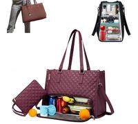 Genérico Bolso Portatil Mujer con Compartimento Aislante para el Almuerzo, Bolso Mujer de Mano para Portátil de 15.6 Pulgadas Cuero PU Impermeable Bolsa Shopper Grande para Universidad, Trabajo