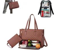 Genérico Bolso Portatil Mujer con Compartimento Aislante para el Almuerzo, Bolso Mujer de Mano para Portátil de 15.6 Pulgadas Cuero PU Impermeable Bolsa Shopper Grande para Universidad, Trabajo