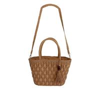 Generico Bolso Tote de Paja - Playa Bolso Hombro Cuerda Papel | Vintage Multifunción | Tote Caqui Beige Plaid Ajedrez para Compras Bodas Vacaciones Mujeres Chicas Fiestas