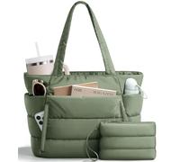 Genérico Bolso Tote Mujer, Bolsos de Mano & Bolsos de Hombro, Bolsos Portátil Colegio Trabajo, Bolso Acolchado Hinchado para Profesora, Universidad, Compras, Viaje, Gimnasio, Playa(Light green)