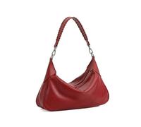 Genérico Bolsos de hombro cuero moda for las axilas mujeres señoras la media luna Crossbody(Angola Red)
