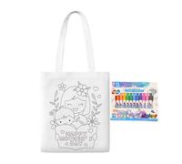 Genérico Bolsos de Lona Sin Estampar | Bolsa De Regalo Para Colorear | Manualidades Educativas De Arte Para El Día De La Madre Con Rotuladores De Pintura Para Niños De 3 Años En Adelante Escuela