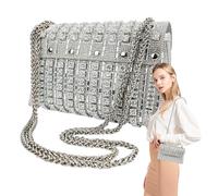 Genérico Bolsos de mano con diamantes de imitación brillantes,Bolsos de noche para mujer, Bolso de noche brillante Bolso de mujer, de mano portátil con diamantes de imitación para, novia, madre, es