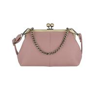 Generico Bolsos de noche de cuero de bloqueo de beso vintage puro de noche con lazo de tracota para dormitorios de trabajo para mujeres, Rosa