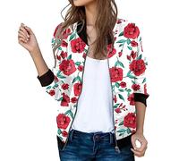 Genérico Bomber Ligera Mujer, Cazadora Mujer Entretiempo, Elástica Puños Retro Moda Ligera para Exteriores Elástica Cardigan Bomber Básico Fitness Entrenamiento Punk Cremallera Sin Sombrero Outerwear