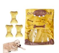 Genérico Bone Plush Dog Toys with Squeakers,Soft Stuffed Dog Bone Snacks Bag Plush Squeaky Toy | Interactive Cute Cognitive Training Treat Hiding Enrichment Puzzle for Puppy