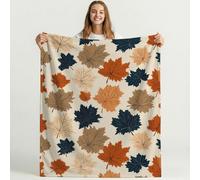 Genérico Bonita Manta de Forro Polar de Dibujo Animado para sofá de Viaje, Frazada de Sherpa con patrón de Otoño Hoja de Arce, Blanket de Felpa con diseño de Beige Animados, decoración 150cm x 150cm