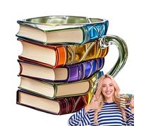 Genérico Book Cup-3d Liber-Book Cup, regalo para los amantes de los libros | Taza nueva con un diseño de libro, perfecta para lectores, regalo para bibliotecas, accesorio de club de