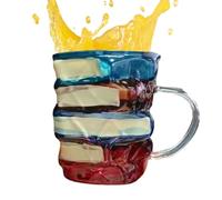 Genérico Book Mug - Glass Books Stack Coffee Cup Collection | Painted Glass Library Books Coffee Mug | Cute Bookish Items Brews Holder with 3d Stacked Book Design, Teachers,Friends, Family