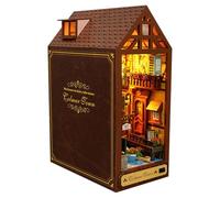 Genérico Book Nook,Puzzle De Madera 3D | Mini Casa con LED Decoración para Dormitorio Biblioteca Sala De Lectura Halloween Navidad