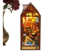 Genérico Book Nook, Puzzle Decorativo 3D de Madera para Estantería, Mini Casa con LED Decoración para Dormitorio Biblioteca Sala De Lectura Halloween Navidad