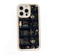 Genérico Book Shelf Phone Case, Cartoon Bookshelf Pattern TPU Phone Case, for iPhone 12/13/14/15/16 Pro MAX Series (white2,for iPhone 12 Pro MAX)