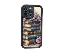 Genérico Book Shelf Phone Case, Cartoon Bookshelf Pattern TPU Phone Case, for iPhone 12/13/14/15/16 Pro MAX Series (black2,for iPhone 14)