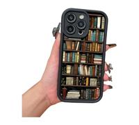 Genérico Bookshelf Style Phone Case for iPhone,Shockproof Protective Cover with Unique Book Spine Design,Non-Slip Grip,Matte Finish (for iPhone15Plus,EJ)