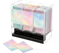 Genérico Booster Pack Dispenser - 8.74 Inches Acrylic Storage Box for Collection Display Home Desktop, 3 Slot Organizer with Protective Design, Trading Deck Container for Shelf Storage Accessories