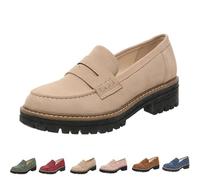Genérico Bootara Loafers Women,Women's Plus Size Casual Retro Suede Loafers,with Chunky Heel Platform,Comfortable Slip on Work (Beige,36)