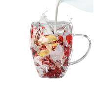 Generico Bopa de doble pared de flores secas - Flores estéticas tazas de café | Flores secas cristalinas Cristalino Copas de | Taza de flores para el jugo de leche de té de café