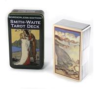 Genérico Borderless Edition Smith-Waite Tarot - 10,2x6cm, Premium Blue Core, Goldfolie, verpackt in eleganter Eisenbox