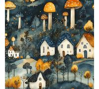 Genérico Bosque Dibujado A Mano Papel Pintado Autoadhesivo Hongos Choza 44x300 cm Papel de Pared Removible Impermeable Estilo Vinilo PVC Pegatina es Estante del cajón de la cubierta del rodillo
