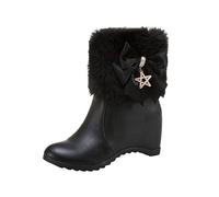 Genérico Bota Nieve Mujer,Botas De AlgodóN Con TacóN De CuñA Y Cremallera Lateral Decorativa Con De ImitacióN Y De Cuero A La Moda (Black 41)
