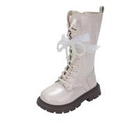Genérico Botas Altas Blancas Para NiñAs Disfraz,Zapatos Deportivos De Moda De OtoñO Para NiñAs Suela Gruesa Y Plana Antideslizantes FáCiles De Usar Parte Superior De Pu Botas CóModas