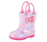 Genérico Botas Azul Niña Botas de lluvia para niños pequeños Botas de lluvia para bebés Botas de lluvia cortas para niños Pequeños Fáciles de Niña Verde Primavera Botas, rosa fuerte, 27.5 EU