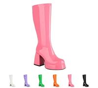 Generico Botas Camperos Mujer Western Invierno Botines Equitación Botas Altas Mujer con Tacón Botín Tacón Medio Botines Mujer Botas de Mitad de Vaquero Cowgirl Botines, Rosa, 37 EU